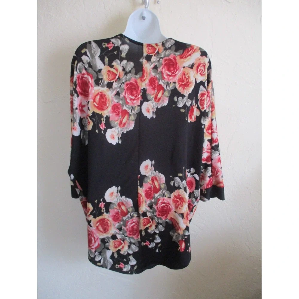 Mauve Anthropologie Cardigan Top Size Large Floral Print Open Front Knit - Picture 4 of 6